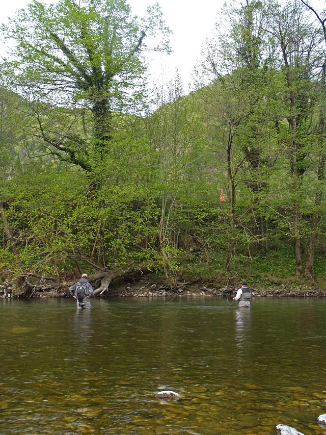 Przewodnik i Maciek nad Idrijcą - Słowenia - Łowienie na muchę - www.przewodnicywedkarscy.pl - Wyprawy wędkarskie